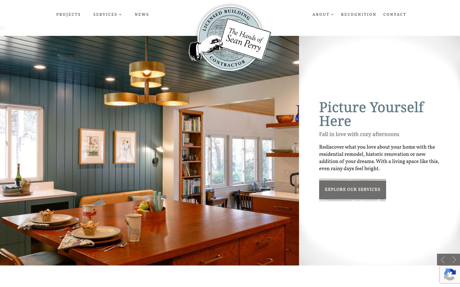 The current seanperryinc.com homepage